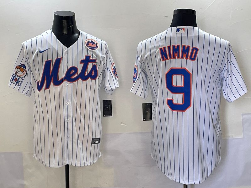 Men New York Mets #9 Nimmo White Stripe Game 2025 Nike MLB Jersey style 7->new york mets->MLB Jersey
